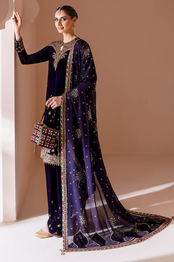 Jazmin | Chandni Velvet Formals 25 | Embroidered Velvet Formal CVF D - 08 - is Purple dress from Jazmin - Ladies Clothes - Maria Faisal