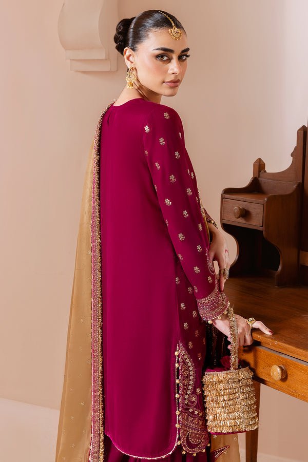 Jazmin | Chandni Velvet Formals 25 | Embroidered Velvet Formal CVF D - 11 - is Reddish Pink dress from Jazmin - Ladies Clothes - Maria Faisal