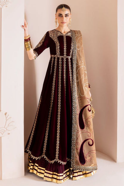 Jazmin | Chandni Velvet Formals 25 | Embroidered Velvet Formal CVF D - 12 - is Maroon dress from Jazmin - Ladies Clothes - Maria Faisal