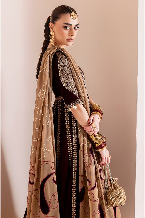 Jazmin | Chandni Velvet Formals 25 | Embroidered Velvet Formal CVF D - 12 - is Maroon dress from Jazmin - Ladies Clothes - Maria Faisal