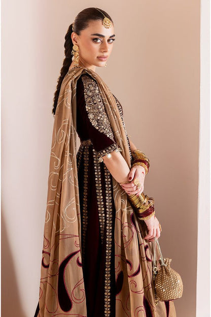 Jazmin | Chandni Velvet Formals 25 | Embroidered Velvet Formal CVF D - 12 - is Maroon dress from Jazmin - Ladies Clothes - Maria Faisal