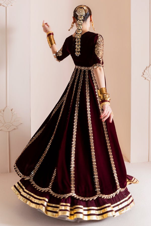 Jazmin | Chandni Velvet Formals 25 | Embroidered Velvet Formal CVF D - 12 - is Maroon dress from Jazmin - Ladies Clothes - Maria Faisal