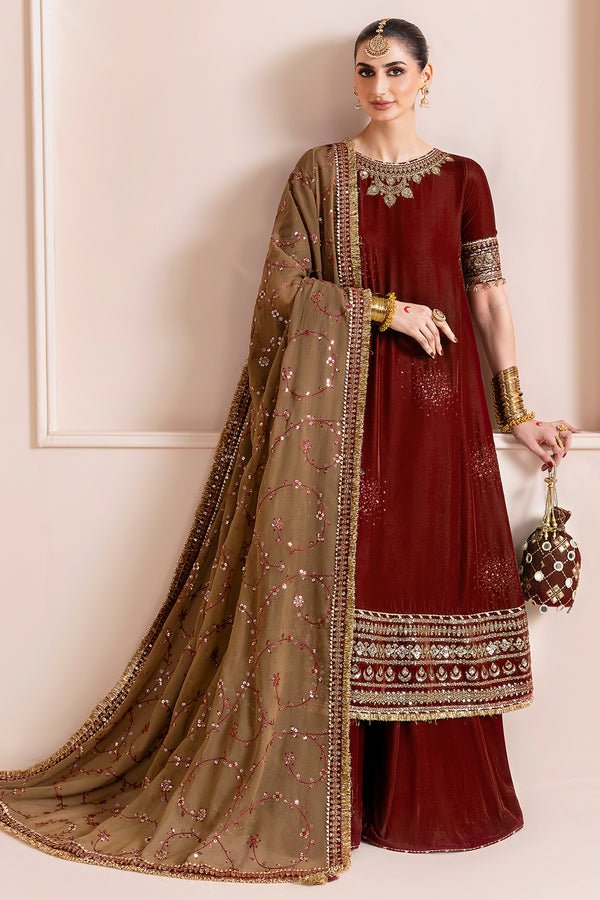 Jazmin | Chandni Velvet Formals 25 | Embroidered Velvet Formal CVF D - 13 - is Brown dress from Jazmin - Ladies Clothes