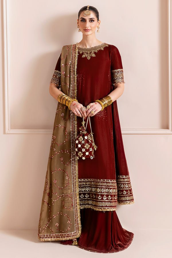 Jazmin | Chandni Velvet Formals 25 | Embroidered Velvet Formal CVF D - 13 - is Brown dress from Jazmin - Ladies Clothes