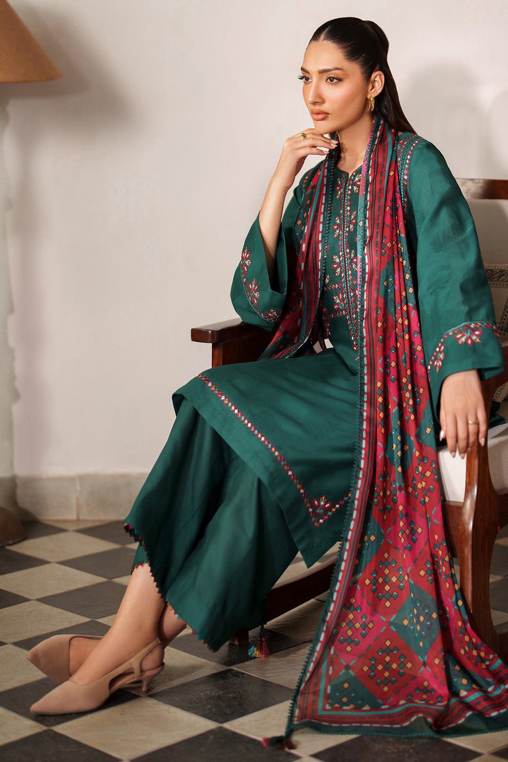 Jazmin | Winter 25 | UW - 0146 H - is Green dress from Jazmin - Ladies Clothes - Maria Faisal