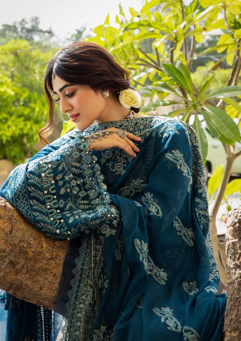 Kahf Premium | Kahf Karandi 25 |KKH - 05 CYARA - is Deep Teal dress from Kahf Premium - Ladies Clothes - Maria Faisal