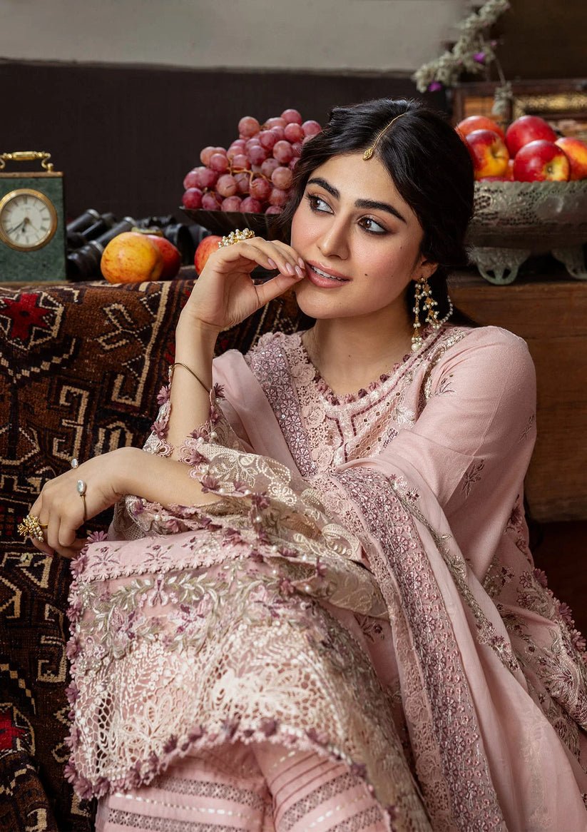 Kahf Premium | Kahf Karandi 25 | KKH - 08 ROSABELLE - is Light Pink dress from Kahf Premium - Ladies Clothes - Maria Faisal