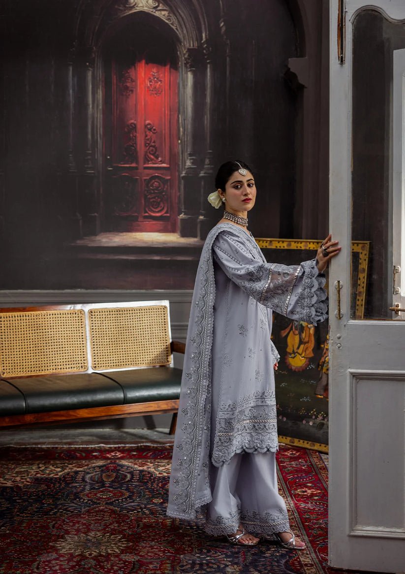 Kahf Premium | Kahf Karandi 25 | KKH - 09 CELESTIAL - is Gray dress from Kahf Premium - Ladies Clothes - Maria Faisal