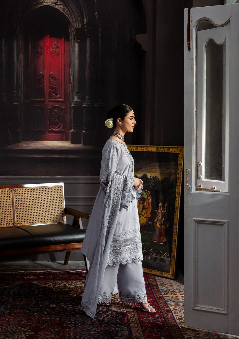 Kahf Premium | Kahf Karandi 25 | KKH - 09 CELESTIAL - is Gray dress from Kahf Premium - Ladies Clothes - Maria Faisal