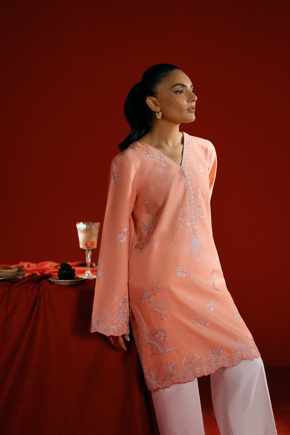 Saira Rizwan | Joolie Co ords | JOOLIE PEACH - JBP25-05 - - Maria Faisal