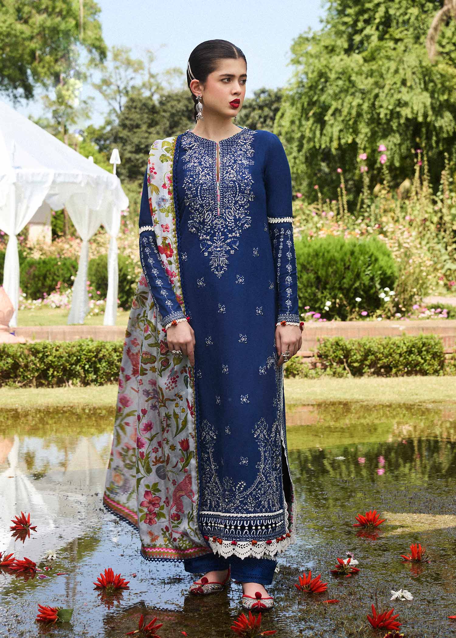 Hussain Rehar | SS Lawn 24 | Cyan - Waniyas