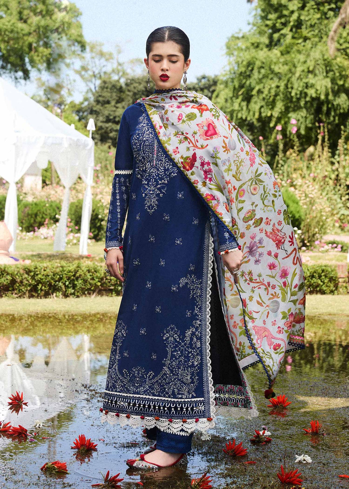Hussain Rehar | SS Lawn 24 | Cyan - Waniyas