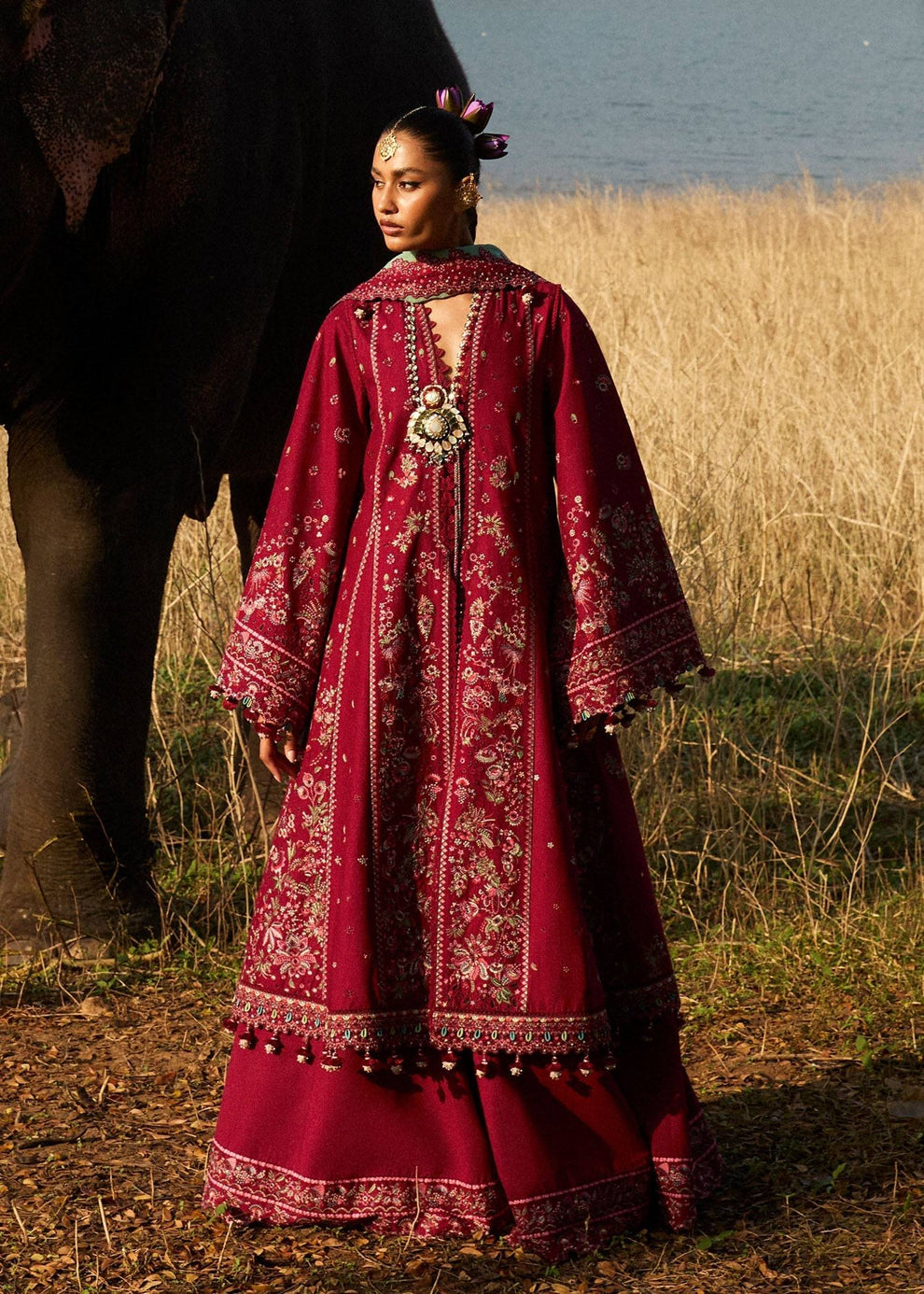 Hussain Rehar | Luxury Lawn 25 | Mahogany | Mariafaisal