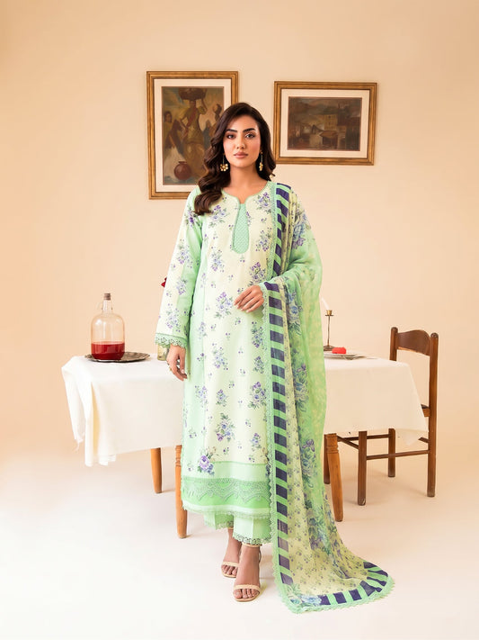 Faiza Faisal | FNF Printed Lawn | LEAF LUSH - Casual Dress - available at Maria Faisal in UK and USA.