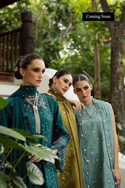 Marjjan | Lovella Winter 25 | MEV-43 A (OLIVE) - Ladies Clothes - Maria Faisal