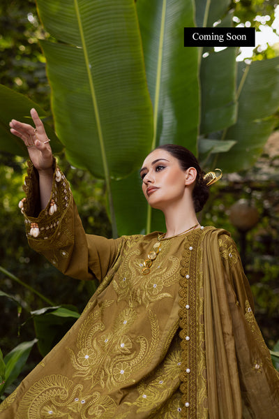 Marjjan | Lovella Winter 25 | MEV-43 A (OLIVE) - Ladies Clothes - Maria Faisal