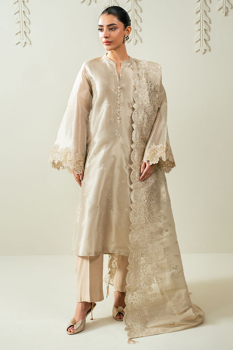 Cross Stitch | AW-25 RTW LUX PRET EDIT-1 | ZINC GOLD - Luxury Dress - available at Maria Faisal in UK and USA.