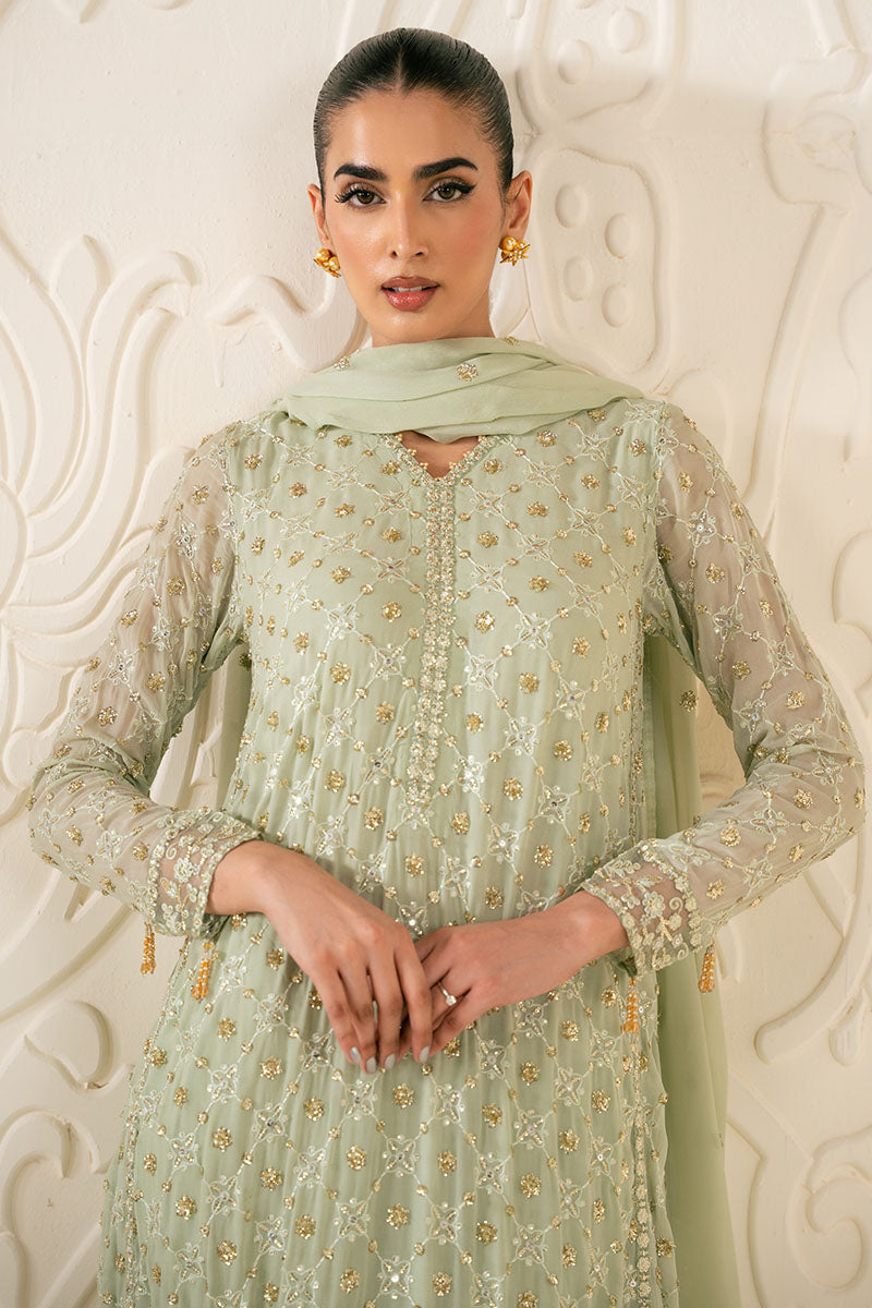 Cross Stitch | FW-25 RTW LUX PRET EDIT-1 | SAGE SERENITY - Luxury Dress - available at Maria Faisal in UK and USA.