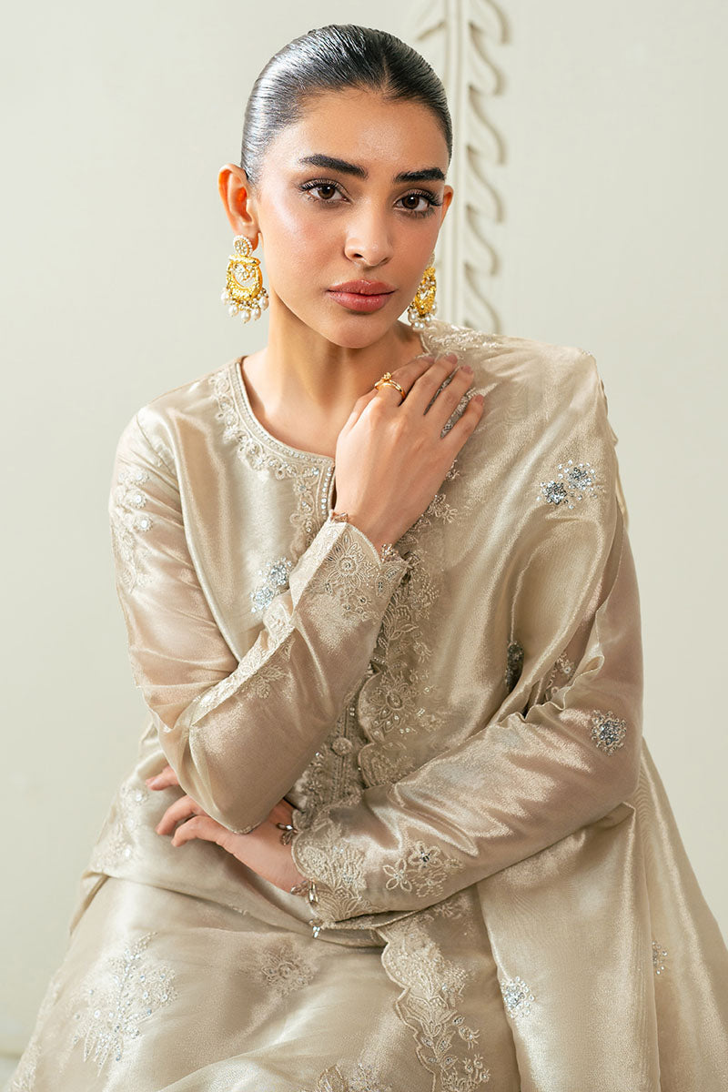 Cross Stitch | AW-25 RTW LUX PRET EDIT-1 | METALLIC MUSE - Luxury Dress - available at Maria Faisal in UK and USA.
