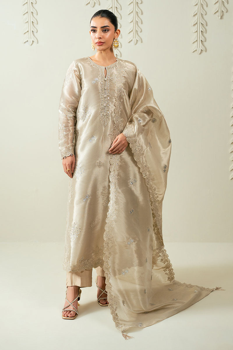 Cross Stitch | AW-25 RTW LUX PRET EDIT-1 | METALLIC MUSE - Luxury Dress - available at Maria Faisal in UK and USA.