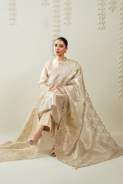 Cross Stitch | AW-25 RTW LUX PRET EDIT-1 | ZINC GOLD - Luxury Dress - available at Maria Faisal in UK and USA.