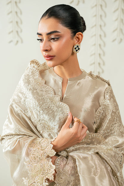 Cross Stitch | AW-25 RTW LUX PRET EDIT-1 | ZINC GOLD - Luxury Dress - available at Maria Faisal in UK and USA.