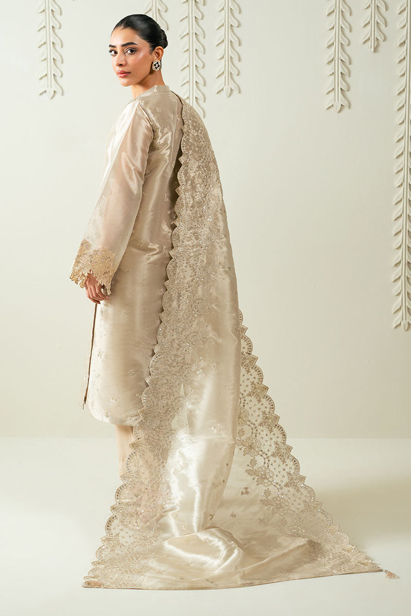 Cross Stitch | AW-25 RTW LUX PRET EDIT-1 | ZINC GOLD - Luxury Dress - available at Maria Faisal in UK and USA.