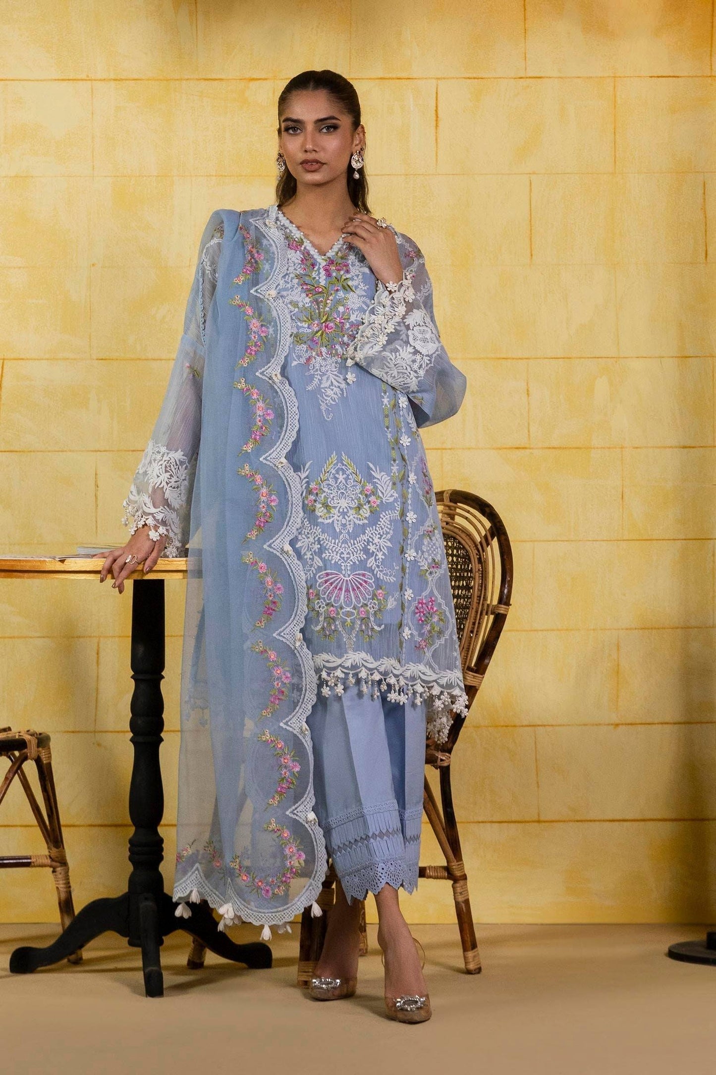 Sana Safinaz | Muzlin Spring 25 | M251-009B-3CT by Maria Faisal - Registered Vendor of : Sana Safinaz - type : Ladies Clothes - 100% original wedding dresses