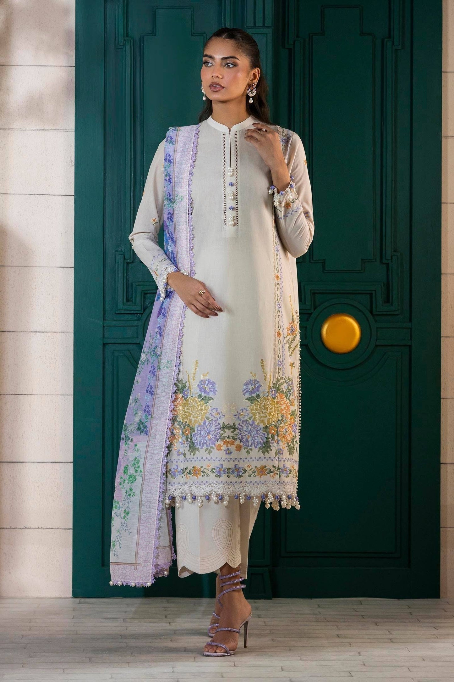 Sana Safinaz | Muzlin Spring 25 | M251-012A-3CV by Maria Faisal - Registered Vendor of : Sana Safinaz - type : Ladies Clothes - 100% original wedding dresses
