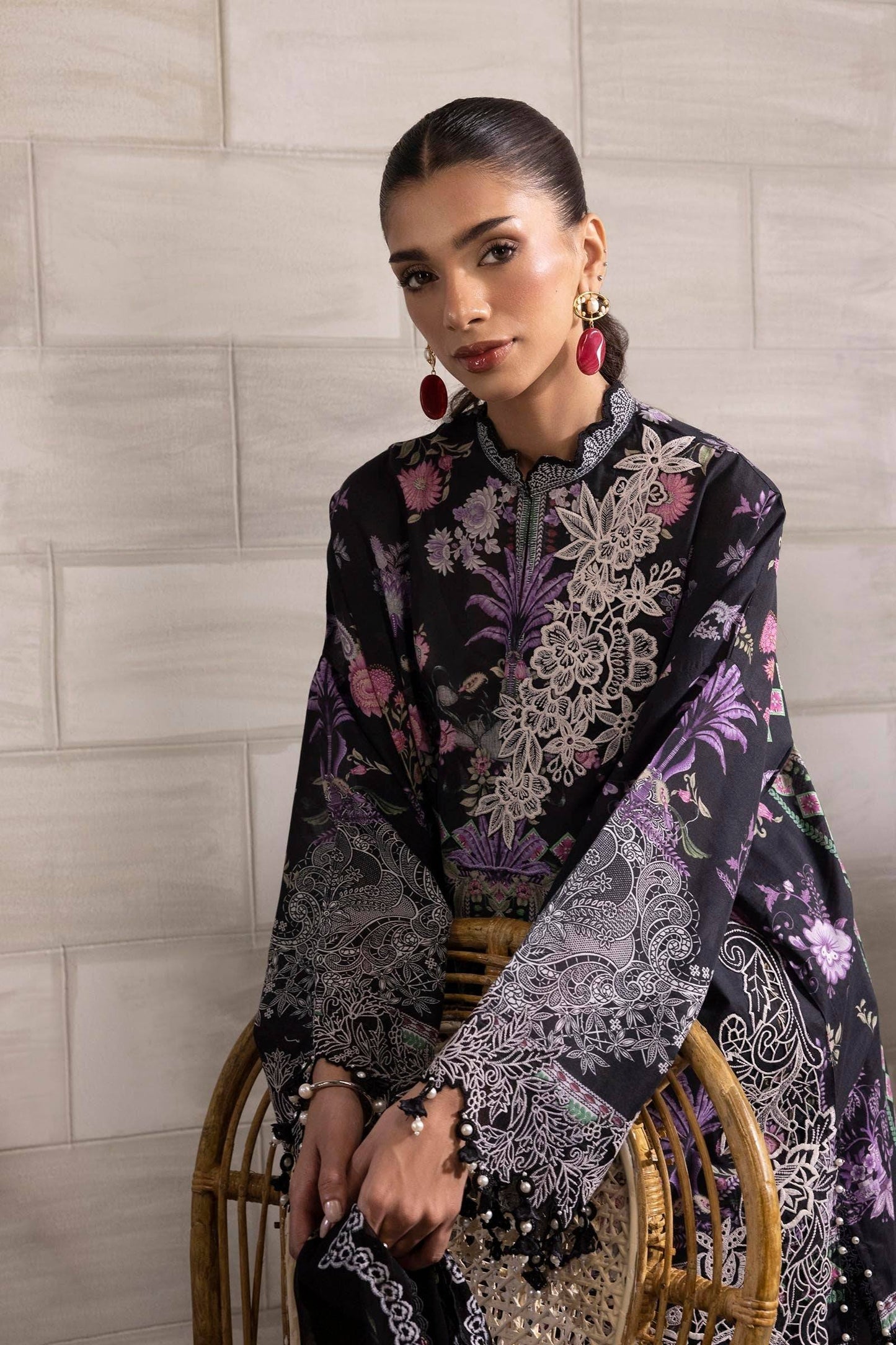 Sana Safinaz | Muzlin Spring 25 | M251-019B-3CS by Maria Faisal - Registered Vendor of : Sana Safinaz - type : Ladies Clothes - 100% original wedding dresses