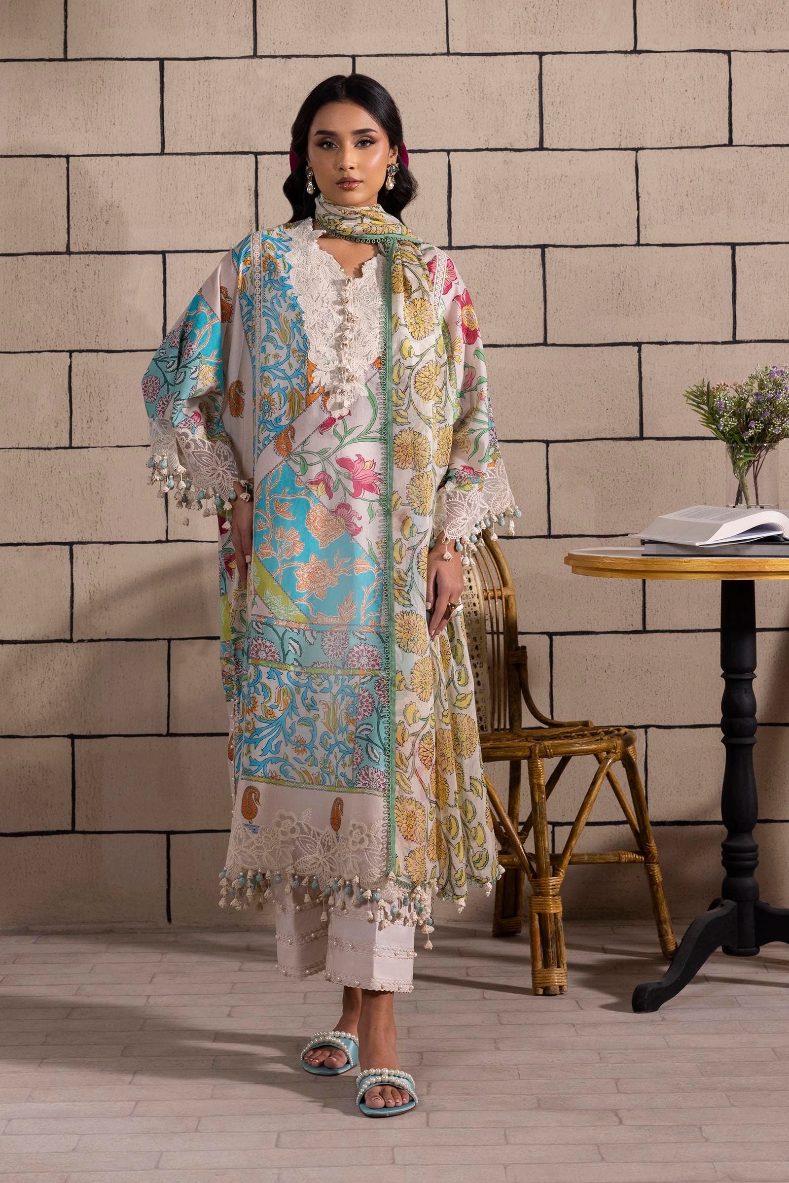 Sana Safinaz | Muzlin Spring 25 | M251-027B-3CI - Designer Dress with Intricate embroidery and embellishments. Shop elegent wedding dress at Maria Faisal.