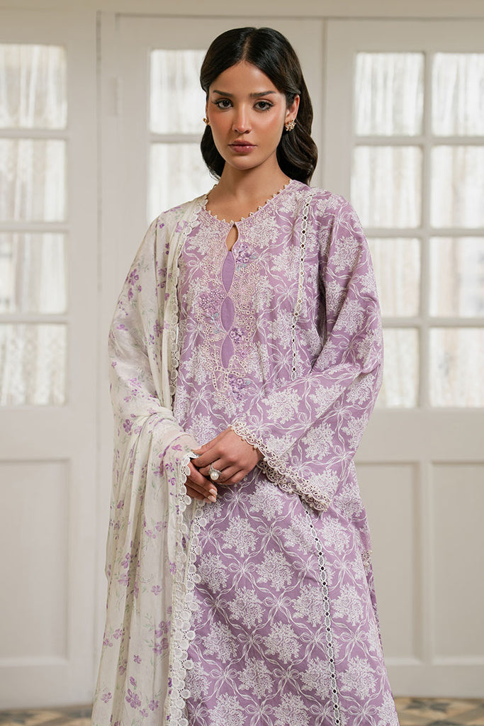 Cross Stitch | Emb Lawn Mahiri 26 | LAVENDER MUSE - Luxury Dress - available at Maria Faisal in UK and USA.