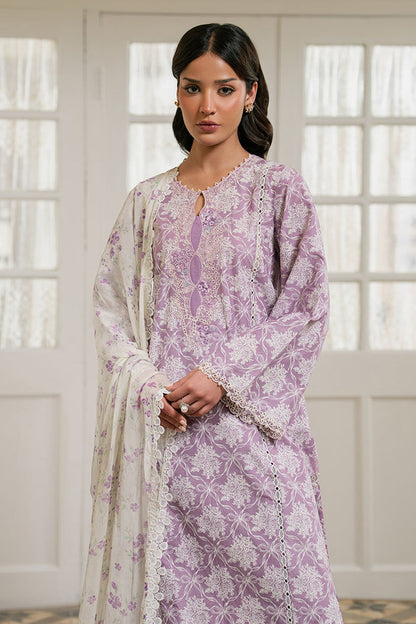 Cross Stitch | Emb Lawn Mahiri 26 | LAVENDER MUSE - Luxury Dress - available at Maria Faisal in UK and USA.