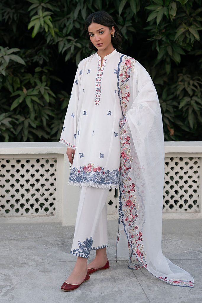 Cross Stitch | Emb Lawn Mahiri 26 | DEW WHISPER - Luxury Dress - available at Maria Faisal in UK and USA.