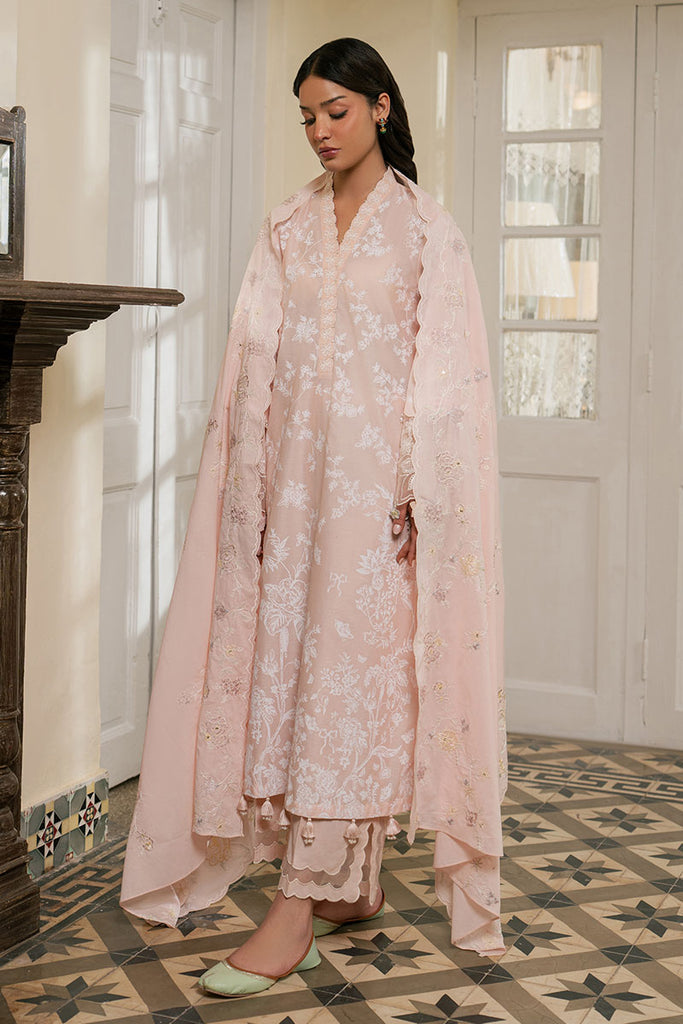 Cross Stitch | Emb Lawn Mahiri 26 | PASTEL MELODY - Luxury Dress - available at Maria Faisal in UK and USA.