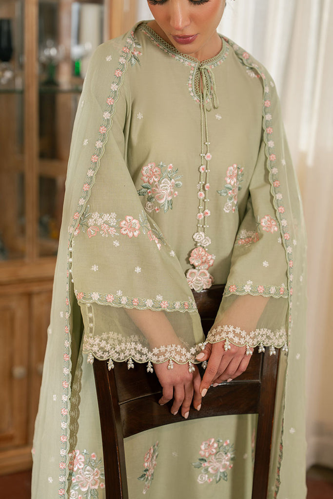 Cross Stitch | Emb Lawn Mahiri 26 | FLORAL HUSH - Luxury Dress - available at Maria Faisal in UK and USA.