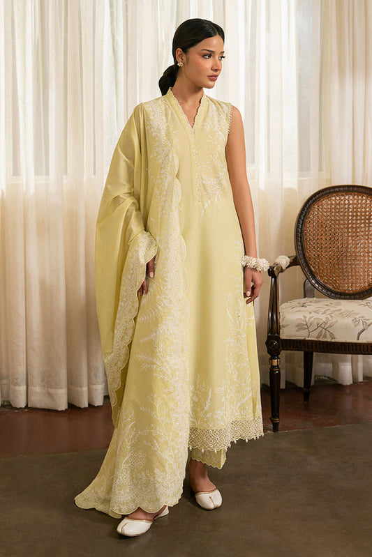 Cross Stitch | Emb Lawn Mahiri 26 | MELLOW GREEN - Luxury Dress - available at Maria Faisal in UK and USA.