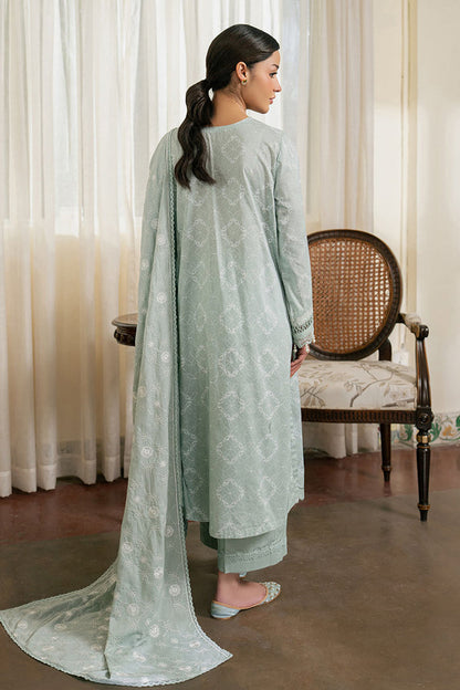 Cross Stitch | Emb Lawn Mahiri 26 | SAGE REVERIE - Luxury Dress - available at Maria Faisal in UK and USA.