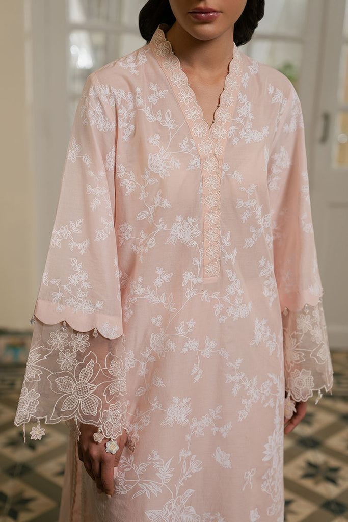Cross Stitch | Emb Lawn Mahiri 26 | PASTEL MELODY - Luxury Dress - available at Maria Faisal in UK and USA.
