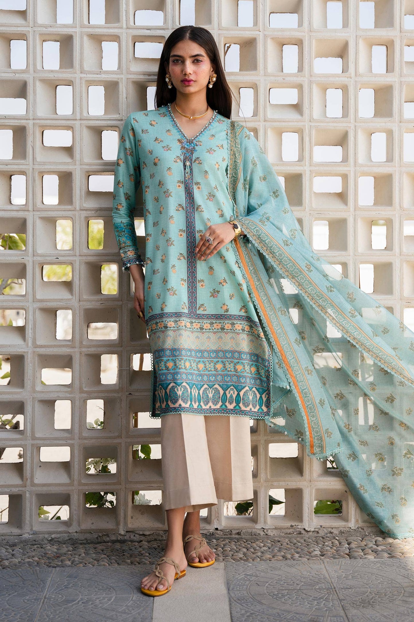 Sana Safinaz | Mahay Spring 24 | H241-017B-2BK - Ladies Clothes - Maria Faisal