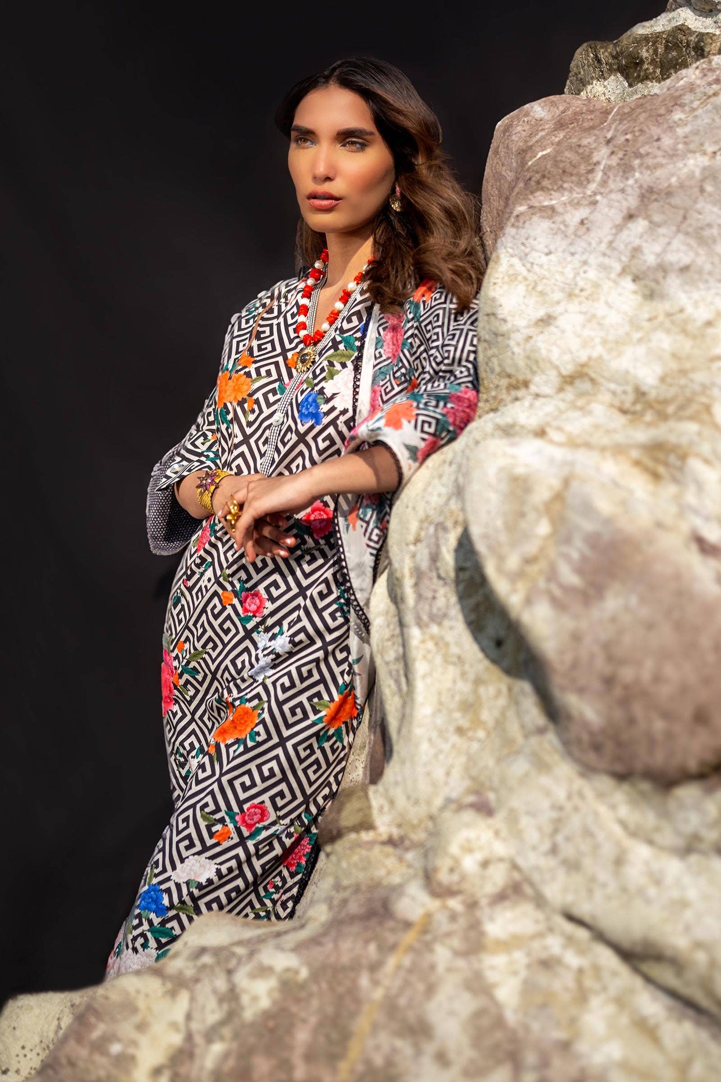 Sana Safinaz | Mahay Spring 24 | H241-013A-2BK - Ladies Clothes - Maria Faisal