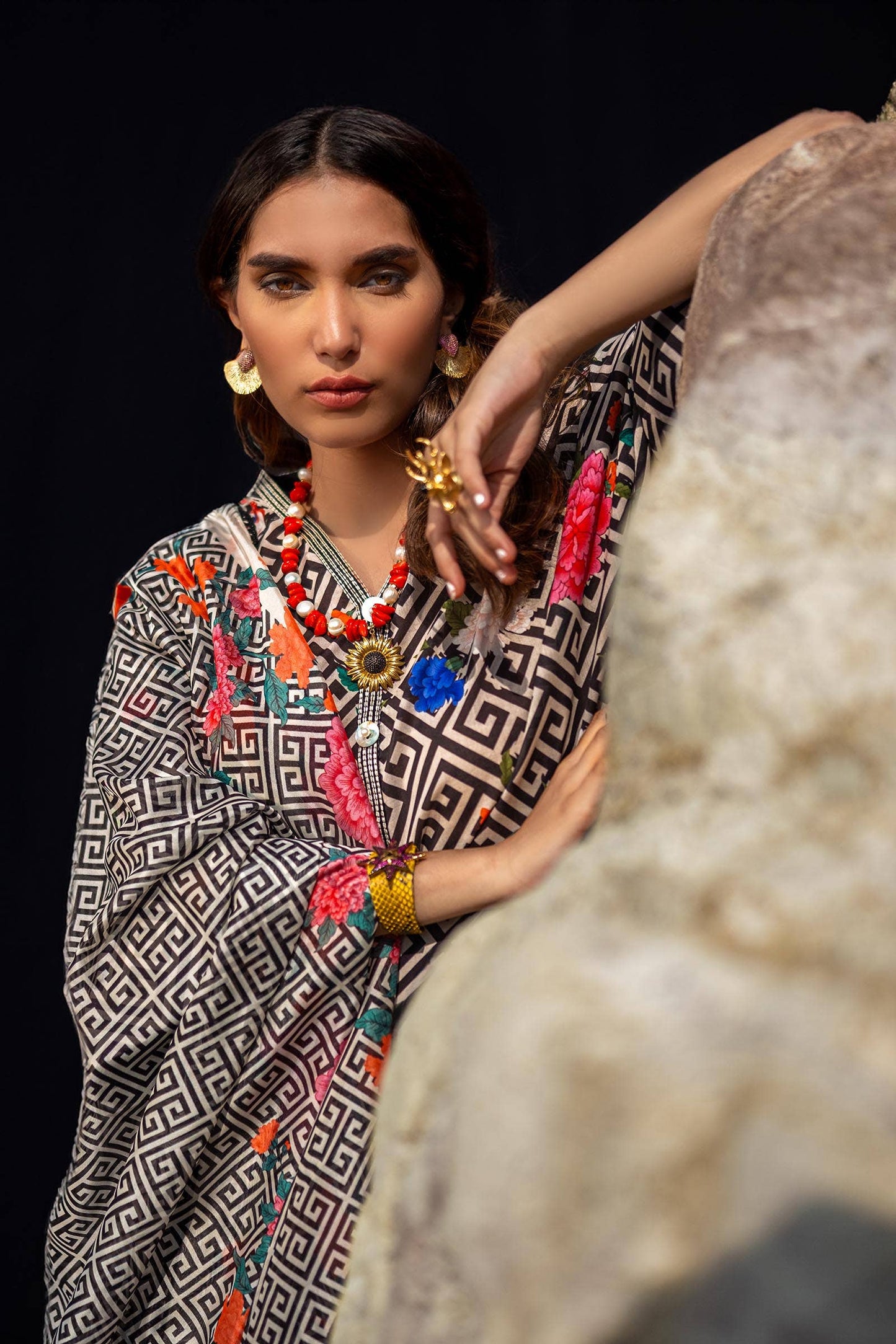 Sana Safinaz | Mahay Spring 24 | H241-013A-2BK - Ladies Clothes - Maria Faisal