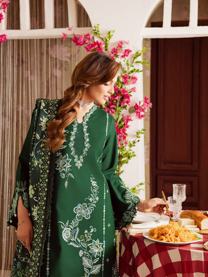 Mahnur | Nova Khaddar 25 | NK - 03 - is Bottle Green dress from Mahnur - Ladies Clothes - Maria Faisal