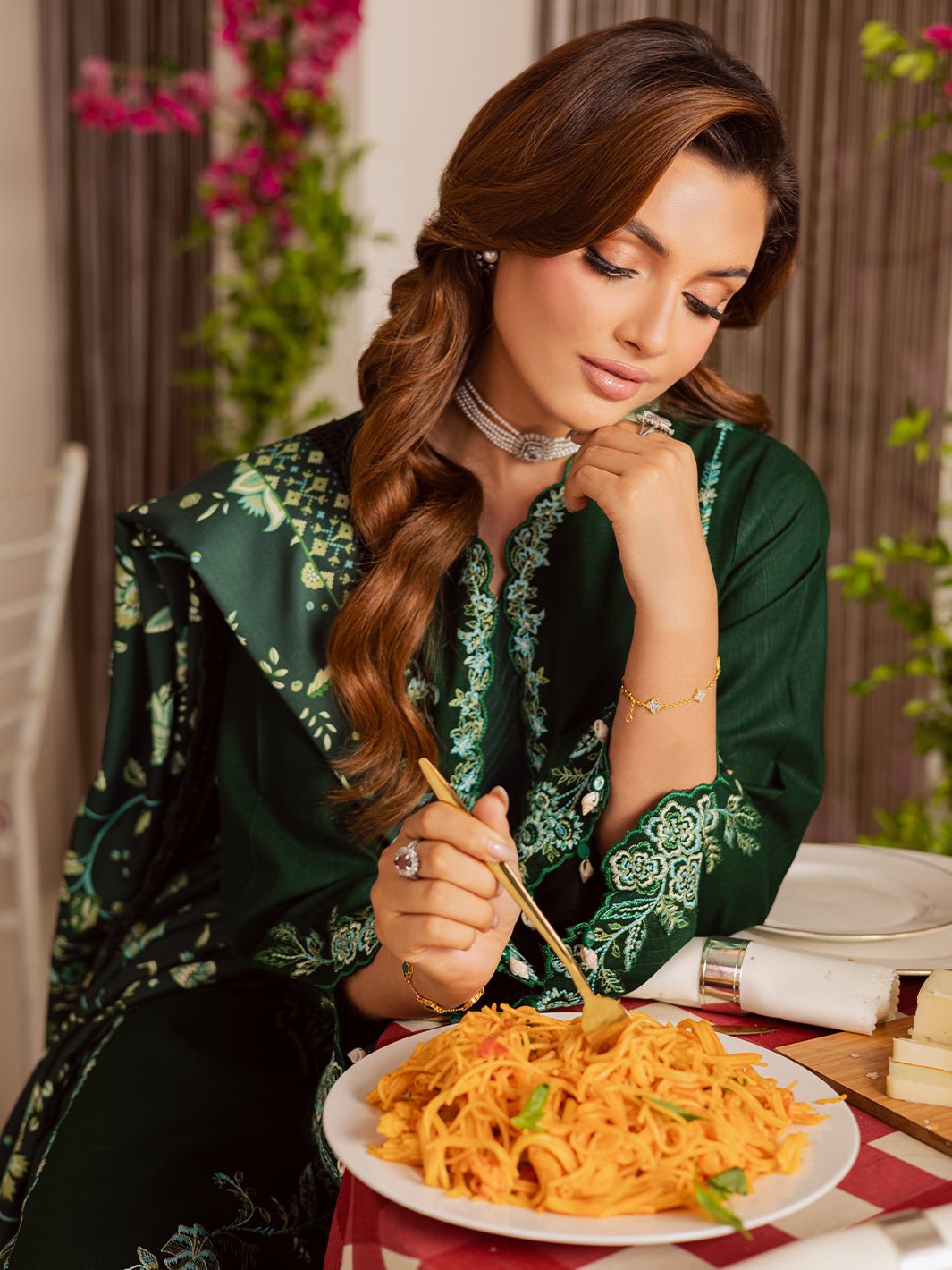 Mahnur | Nova Khaddar 25 | NK - 03 - is Bottle Green dress from Mahnur - Ladies Clothes - Maria Faisal