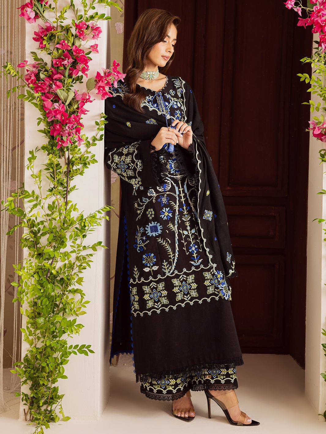 Mahnur | Nova Khaddar 25 | NK - 04 - is Black dress from Mahnur - Ladies Clothes - Maria Faisal