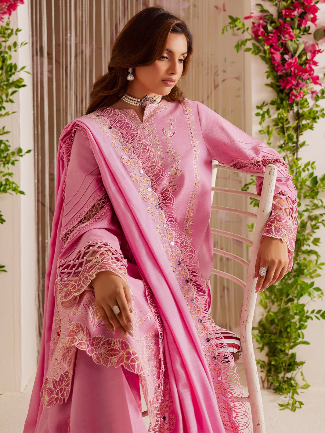 Mahnur | Nova Khaddar 25 | NK - 05 - is Pink dress from Mahnur - Ladies Clothes - Maria Faisal