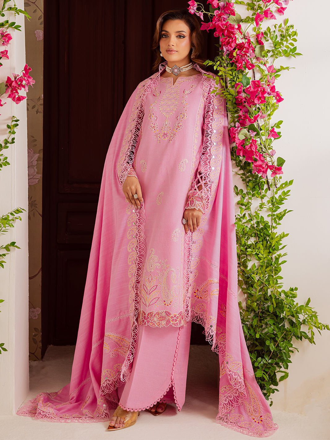 Mahnur | Nova Khaddar 25 | NK - 05 - is Pink dress from Mahnur - Ladies Clothes - Maria Faisal