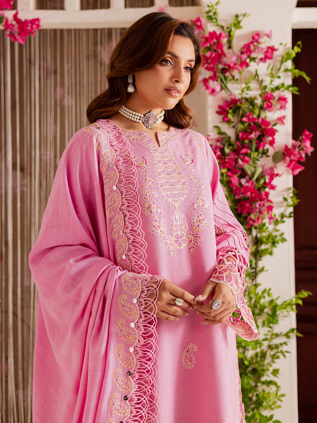 Mahnur | Nova Khaddar 25 | NK - 05 - is Pink dress from Mahnur - Ladies Clothes - Maria Faisal