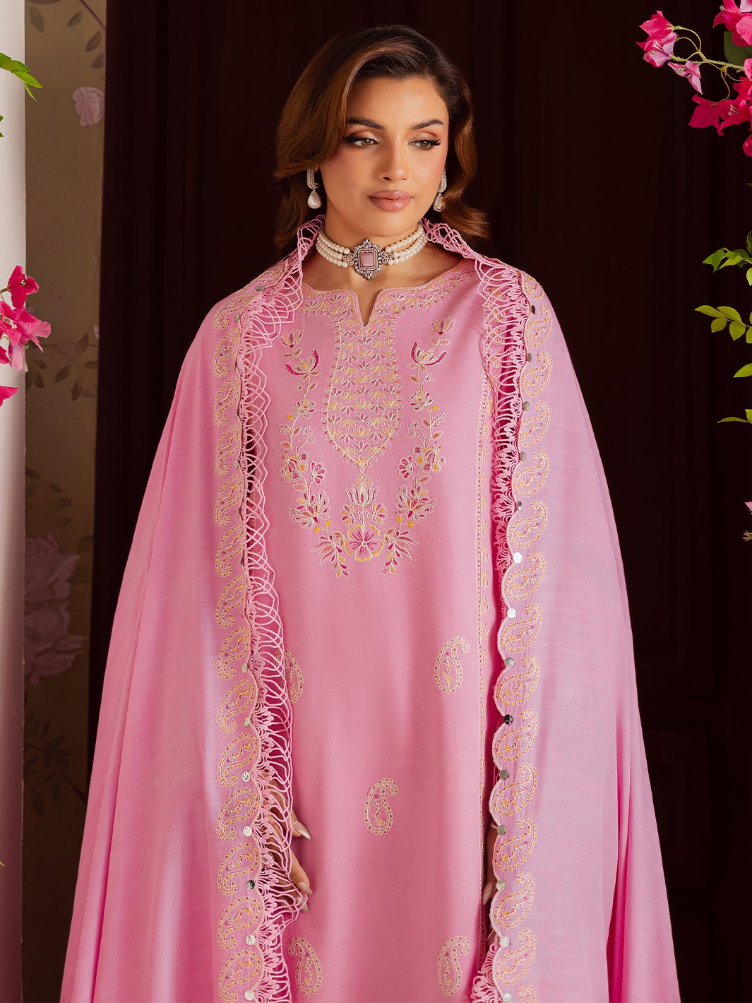 Mahnur | Nova Khaddar 25 | NK - 05 - is Pink dress from Mahnur - Ladies Clothes - Maria Faisal