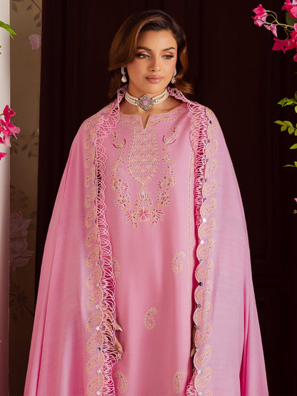 Mahnur | Nova Khaddar 25 | NK - 05 - is Pink dress from Mahnur - Ladies Clothes - Maria Faisal
